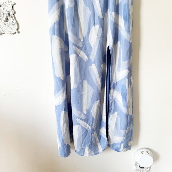 Abercrombie & Fitch Blue and White Camille High Slit Midi Slip Dress S - Picture 5 of 9
